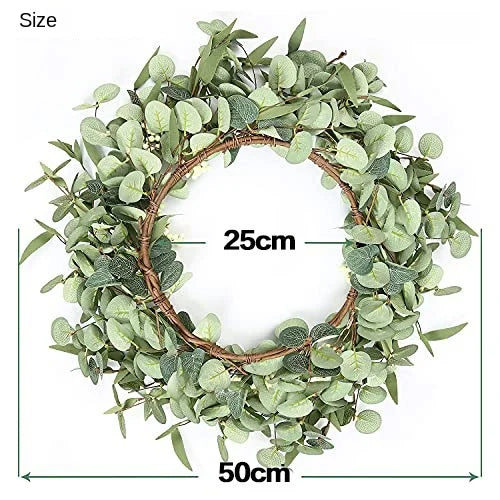 45cm Easter Holiday Garden Decoration Rattan Wreath Simulation Eucalyptus Leaf Rattan Door Head Pendant