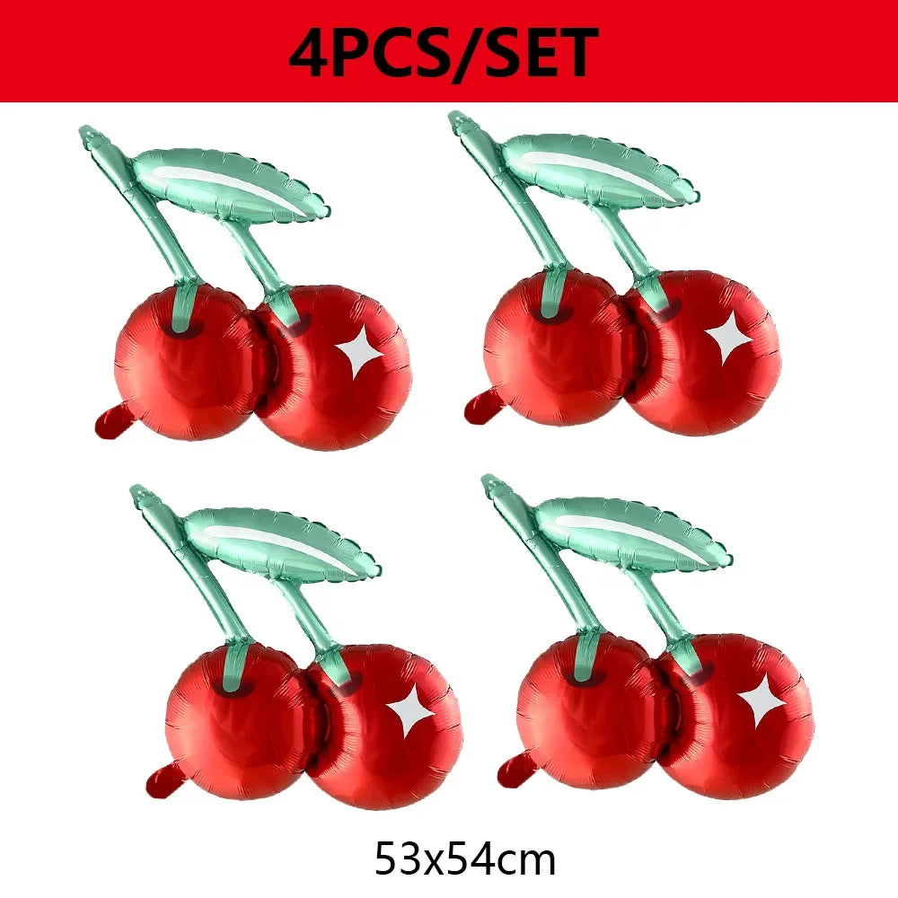3/4/5/6pcs Cherry Aluminum Film Balloon Fruit Theme Sweet Girl lovely Cherry Birthday Party Valentine Scene Decoration Balloon