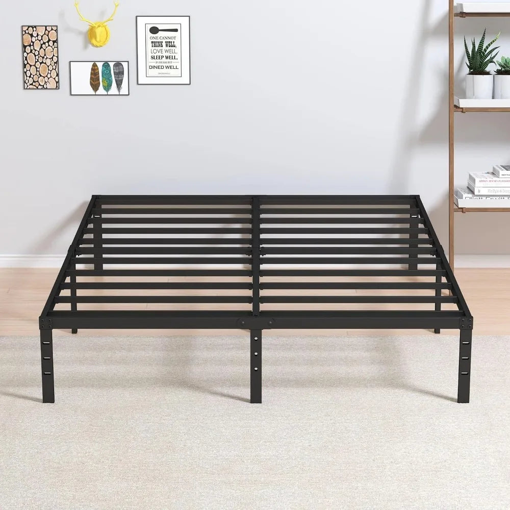 Heavy Duty Queen Platform Metal Bed Frame Support Up to 3000 lbs, Easy Assembly, Noise Free, Black