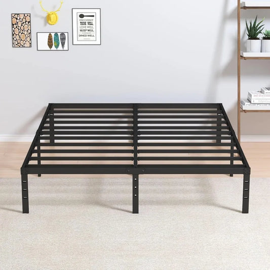 Heavy Duty Queen Platform Metal Bed Frame Support Up to 3000 lbs, Easy Assembly, Noise Free, Black