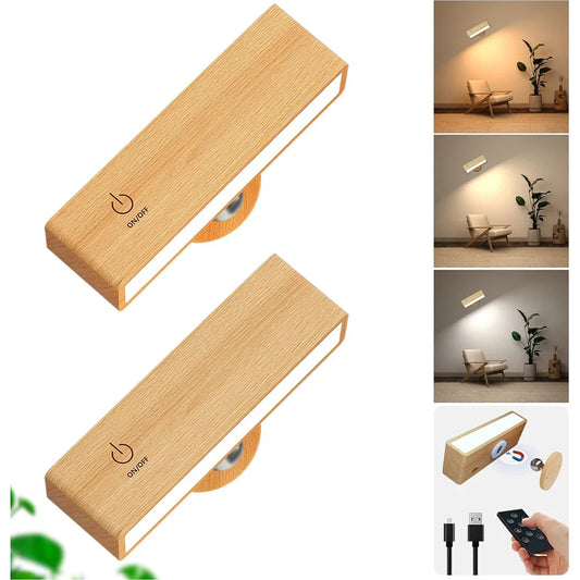 Rechargeable Wooden Wall Light | Touch Control + Remote