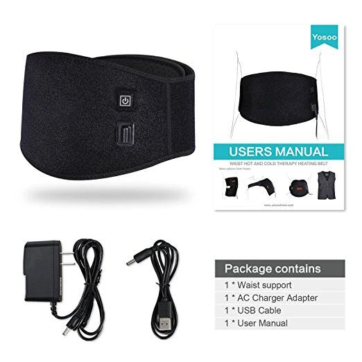 Heat Therapy Waist Pad Heating Waist Belt Brace For Pain Relief Lower Back Therapy Lumbar Black Waist Heating Pad Belt
