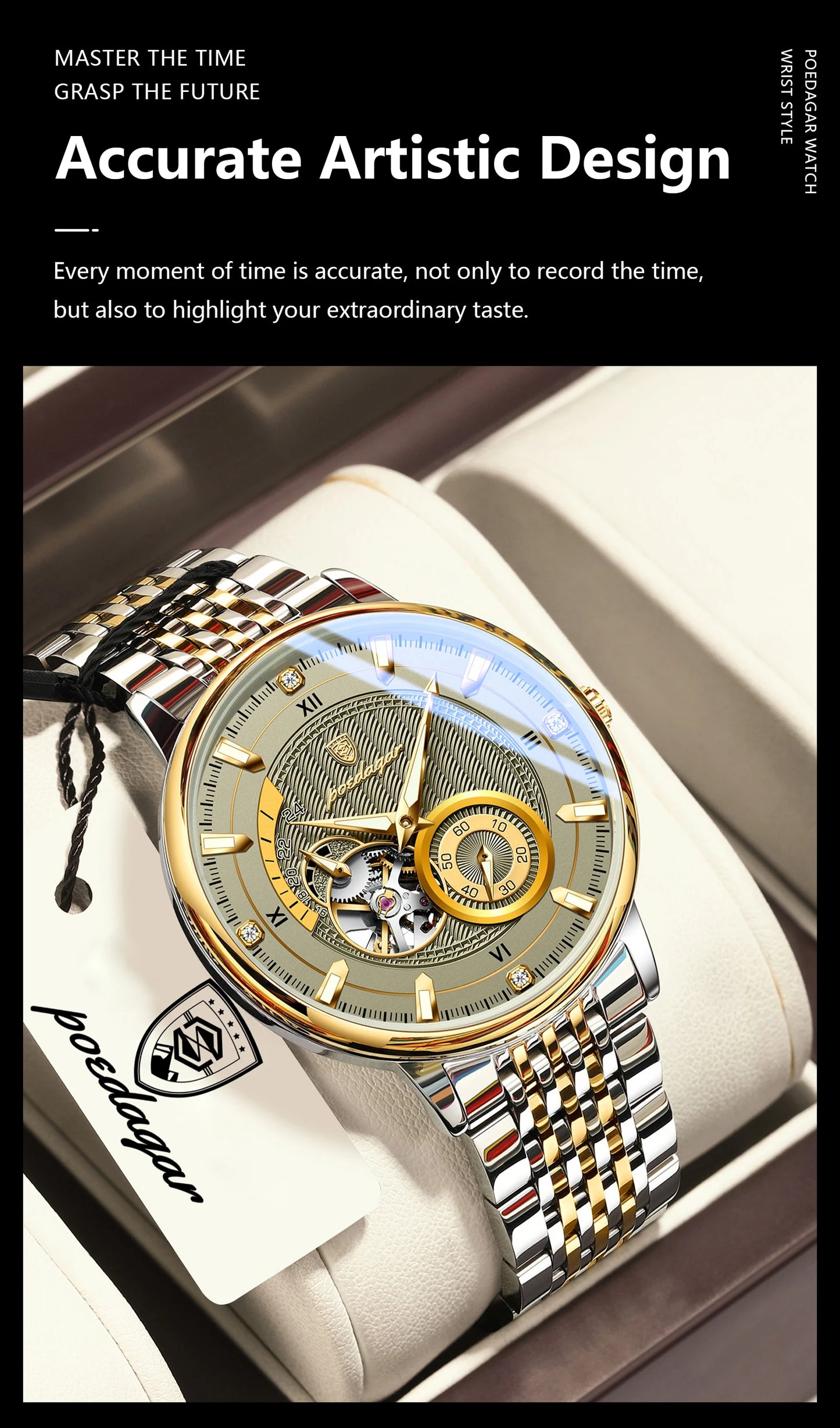 POEDAGAR Luxury Man Watch Stainless Steel Hollow Tourbillon Men Clock Luminous Mechanical Automatic Business Men's Watches Reloj