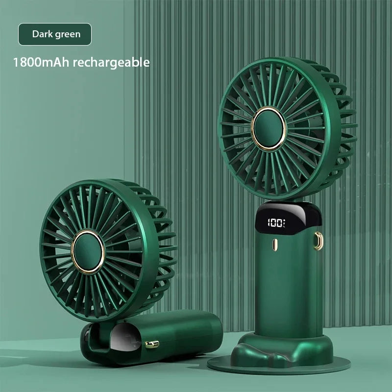 5 Speed Handheld USB Rechargeable Foldable Mini Fan 1800mAh