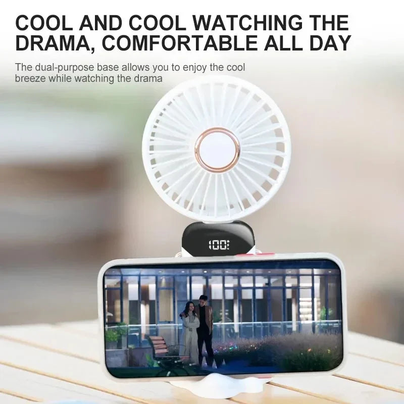 5 Speed Handheld USB Rechargeable Foldable Mini Fan 1800mAh