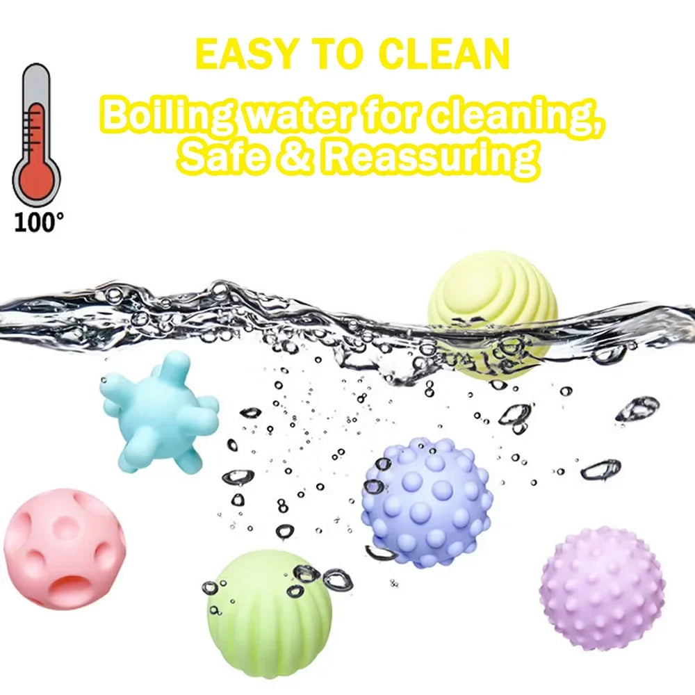 6PCS Textured Sensory Balls for Baby Play 6 12 Months Montessori Activity Soft Multi Ball Shower Toys Children Best Gift