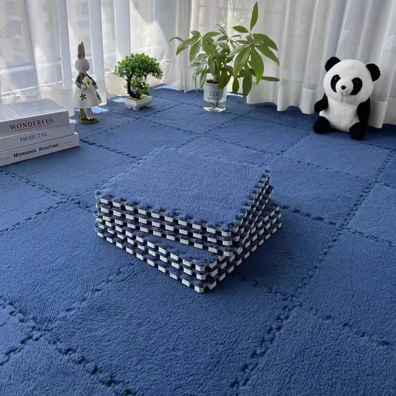 6/12Pcs Baby Play Mat EVA Foam Puzzle Tiles Soft Plush Interlocking Crawling Mat Non-Slip Nursery Floor Rug Washable