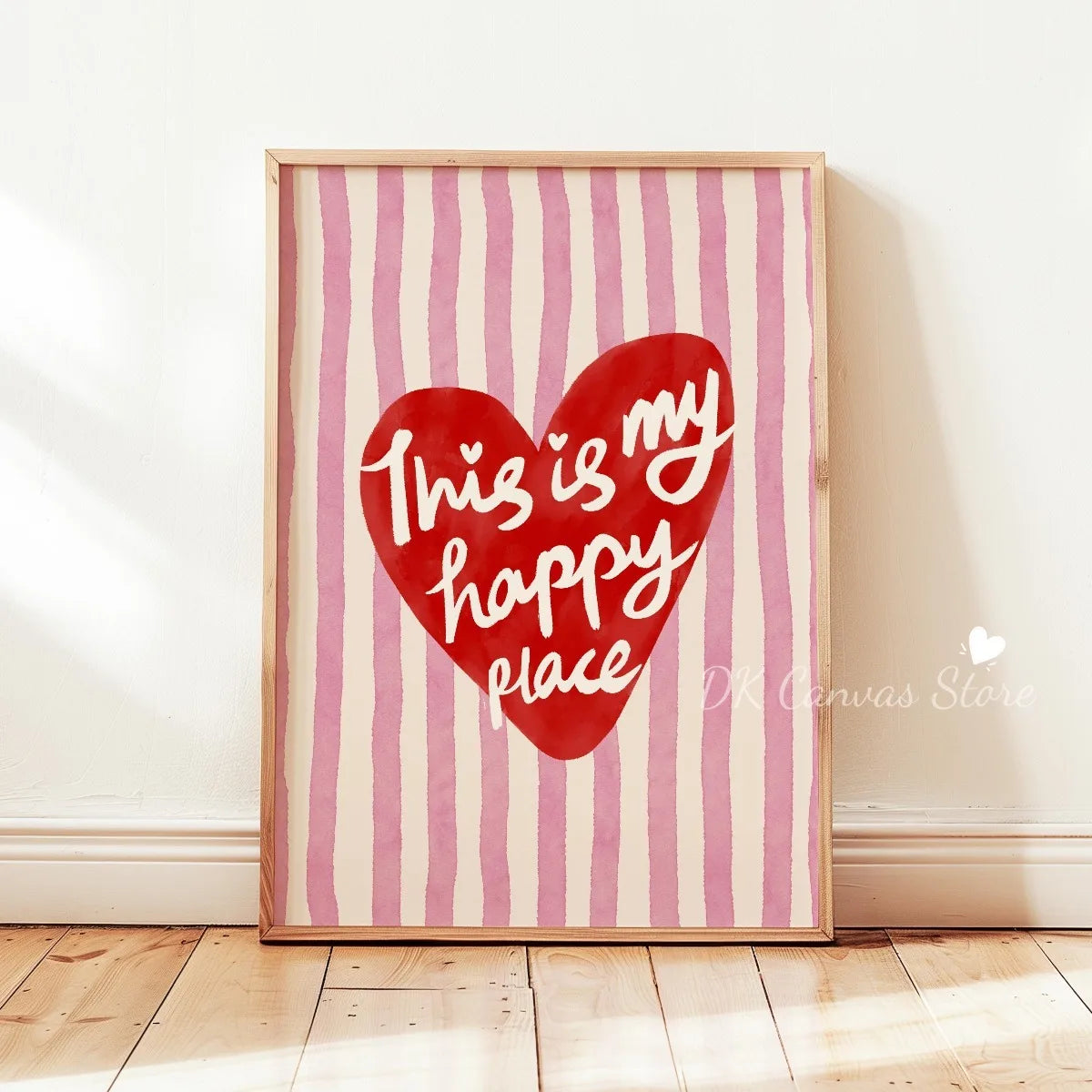 "This Is My Happy Place" Heart Quote Canvas Print Poster Modern Minimalism Art Prints Bedroom Living Room Wall Art Home Decor