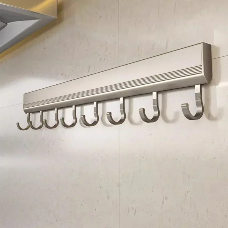 Drill-free Wall Hooks Row Holder Kitchen Utensils Rack Bathroom Robe Towel Coat Hangers Home Storage Wall Mounted Hanging Tool