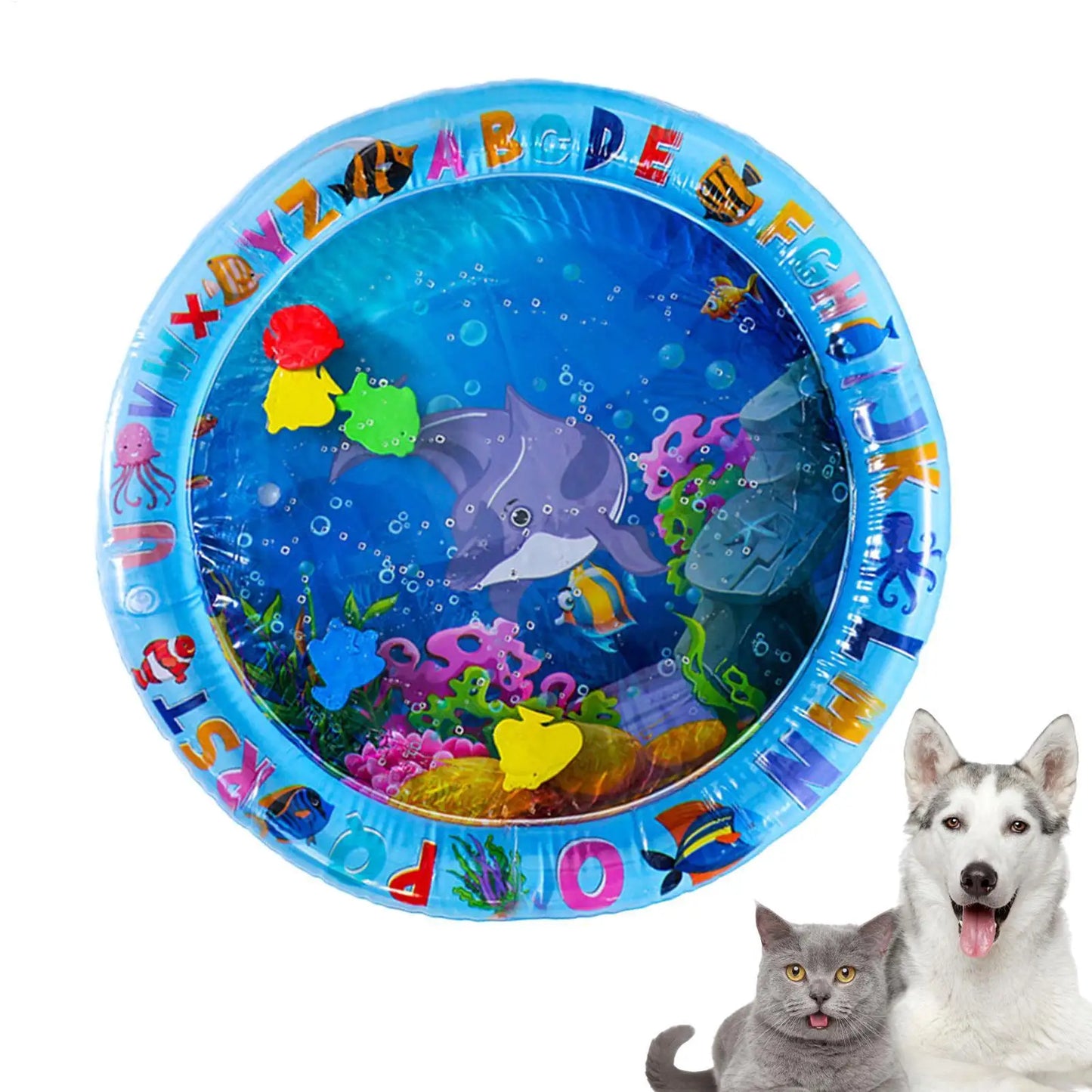 Water Sensory Play Mat Thickened Inflatable Water Mat For Cat And Dog Pet Playmat With Fish Sea Ocean Theme Sensory Toy Water