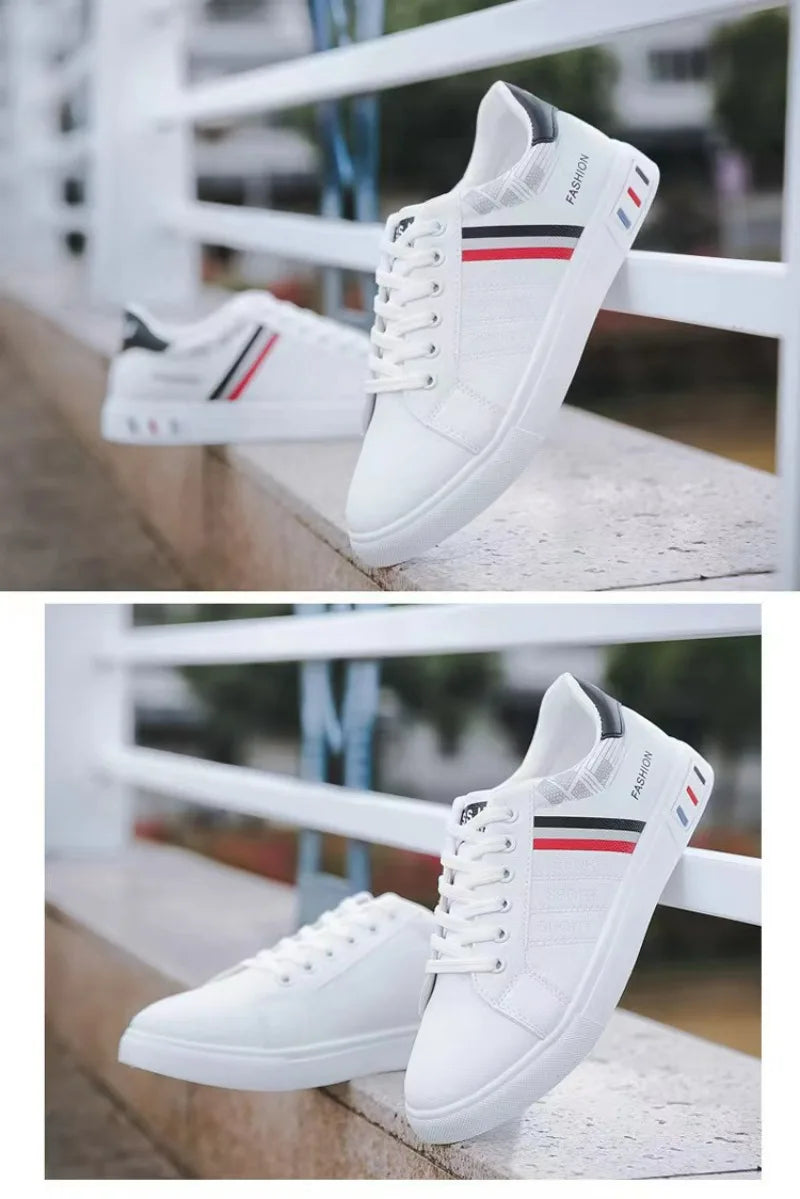 Men's White Casual Trainer Shoes, Outdoor Sport Shoes