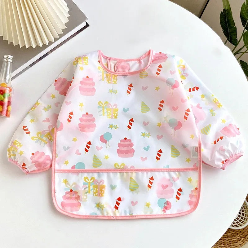 Cute Colourful Cartoon Baby Long Sleeve Bibs
