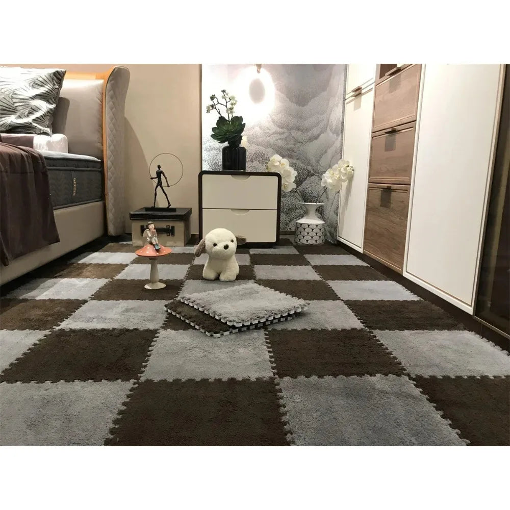 10Pcs Soft Plush Baby Play Mat EVA Foam Puzzle Carpet 30x30cm Children’s Mat Keep Warm for Kids Room Baby Toys Floor Playmat