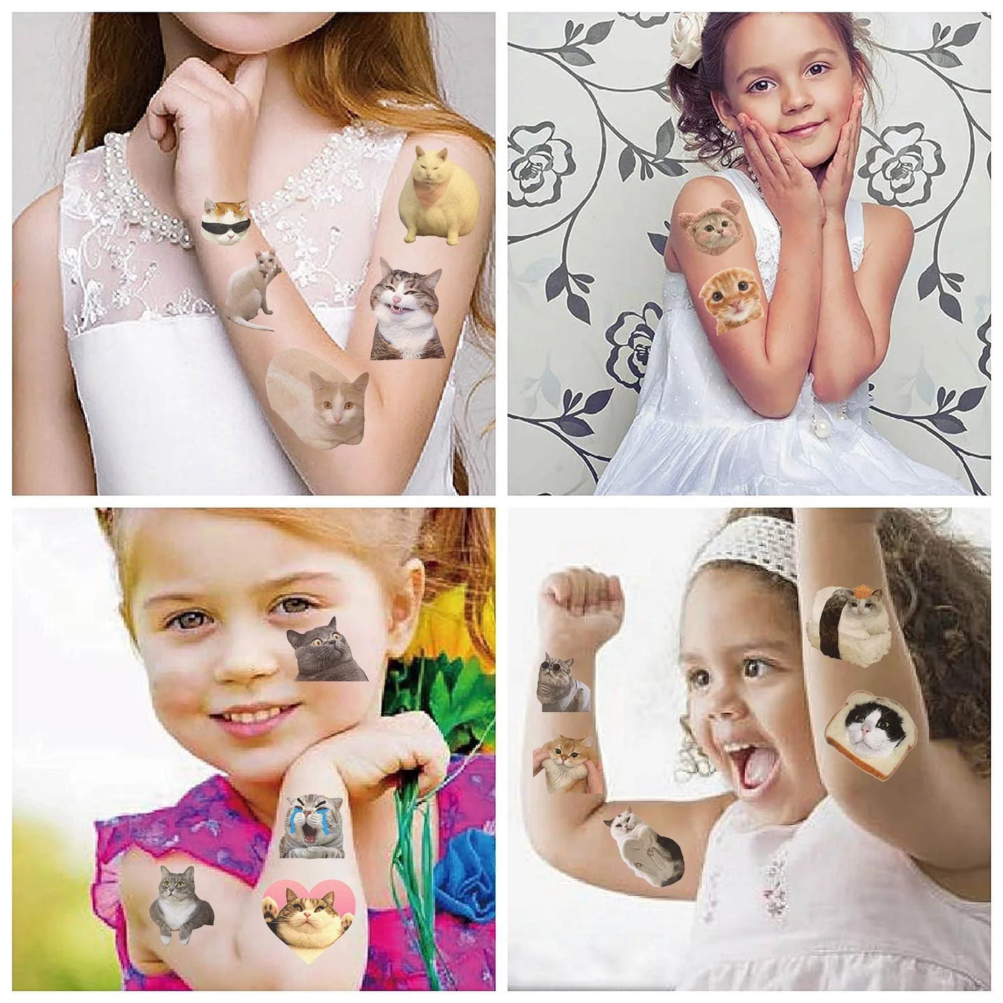 10Pcs/set New Love Cat Temporary Tattoo Stickers Cute Cat Children Waterproof Tattoo For Kids Funny Birthday Gift
