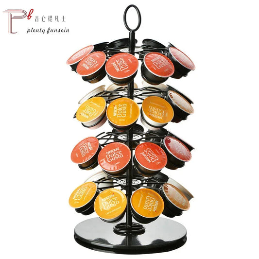 Coffee capsule holder, rotating universal, 50 in a small bag, 40 in a medium bag, and 30 in a large bag. Golden egg for orange