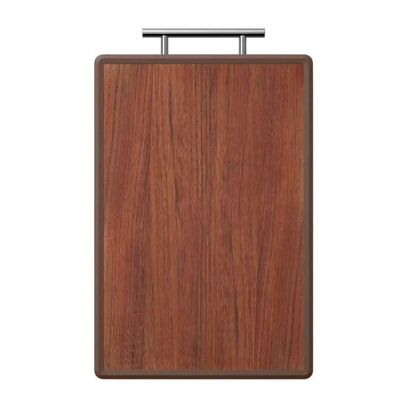 Heavy Duty Wooden Cutting Board with Mold-Proof Edge, Double-Sided Butcher Block with Metal Handle, 90-Day Dried Solid Wood