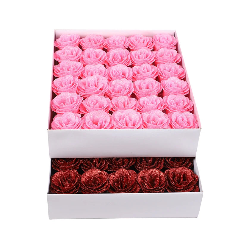 5-20Pcs Red Glitter Artificial Rose Flowers Bouquet Wedding Bridal Shower Decoration Valentines Day Gift Birthday Party Decor