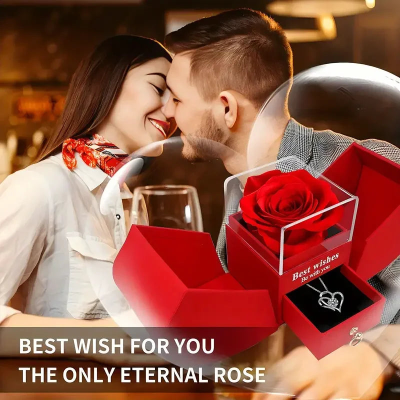 1pcs Luxury Rose Jewelry Box - Valentine's Day, Mother's Day, Eternal Flower Artificial Flower Gift Box Jewelry Box