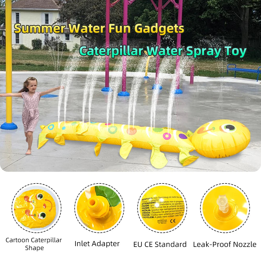 Caterpillar Sprinkler Pad Splash Play Mat for Kids Toddlers Summer Outdoor Backyard Lawn Water Toys Inflatable Spray Pad