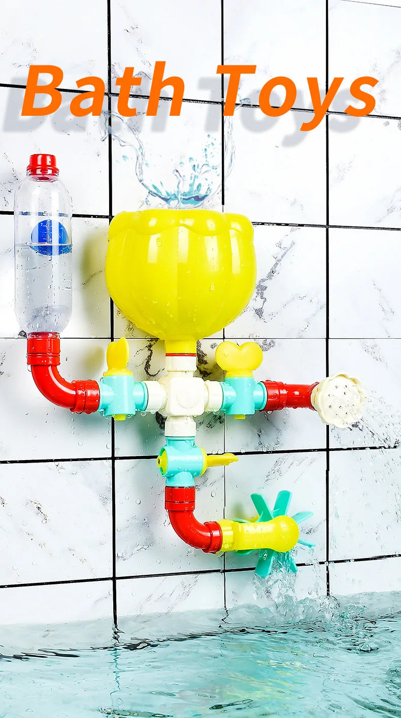 Baby Bath Toys Montessori DIY Pipes Tubes Water Spray Rotating Water Jet Game Bathtub Toy Spray Bathroom Toys Kids Gift