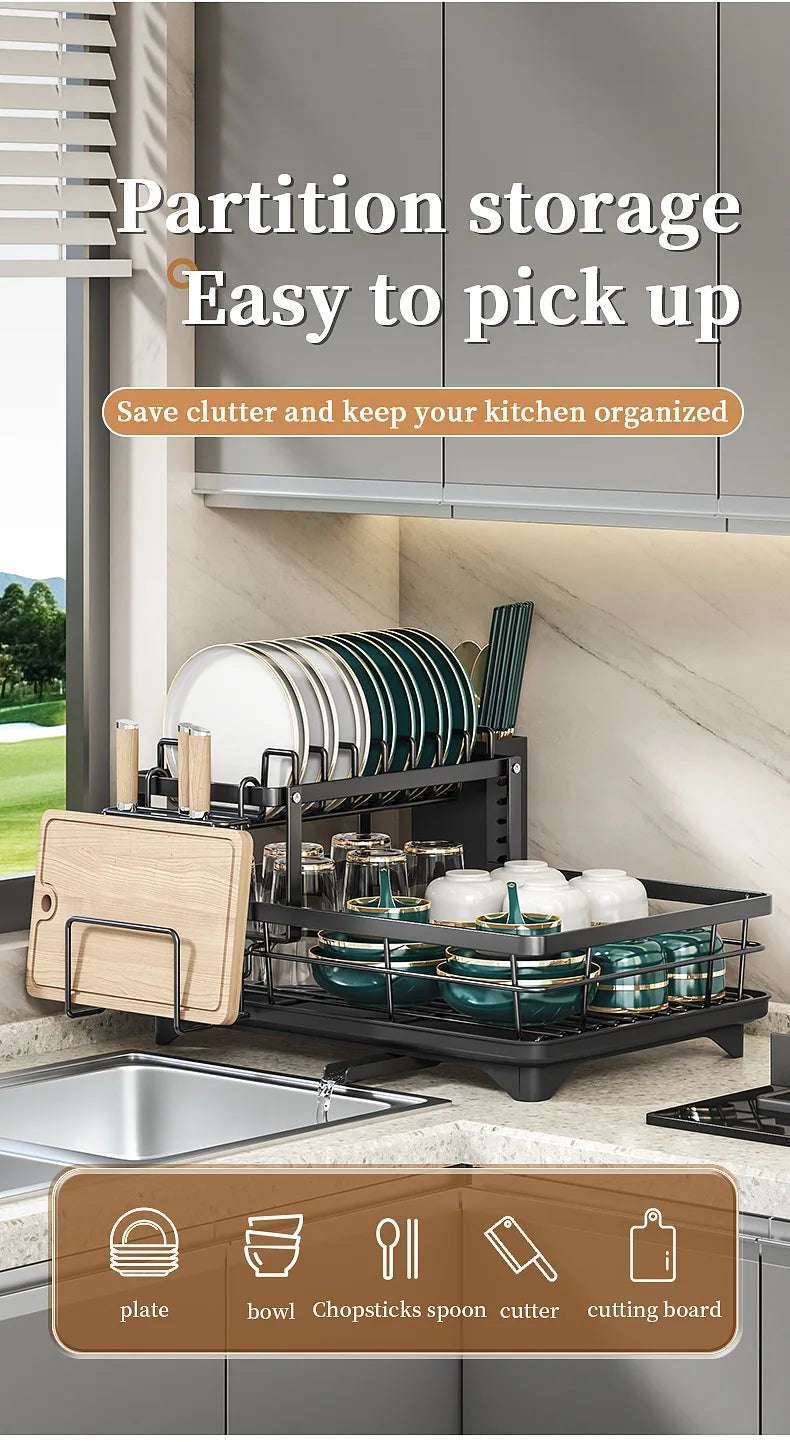 Dish Drying Rack Kitchen Adjustable Stainless Steel Cutting Board Organiser Dish Bowl Drainer Storage Rack Kitchen Utensils