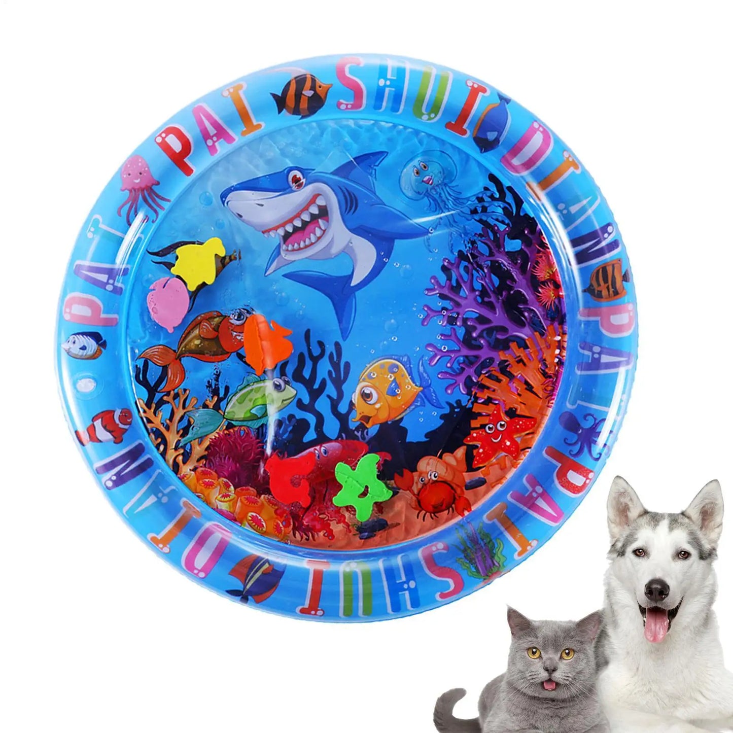 Water Sensory Play Mat Thickened Inflatable Water Mat For Cat And Dog Pet Playmat With Fish Sea Ocean Theme Sensory Toy Water