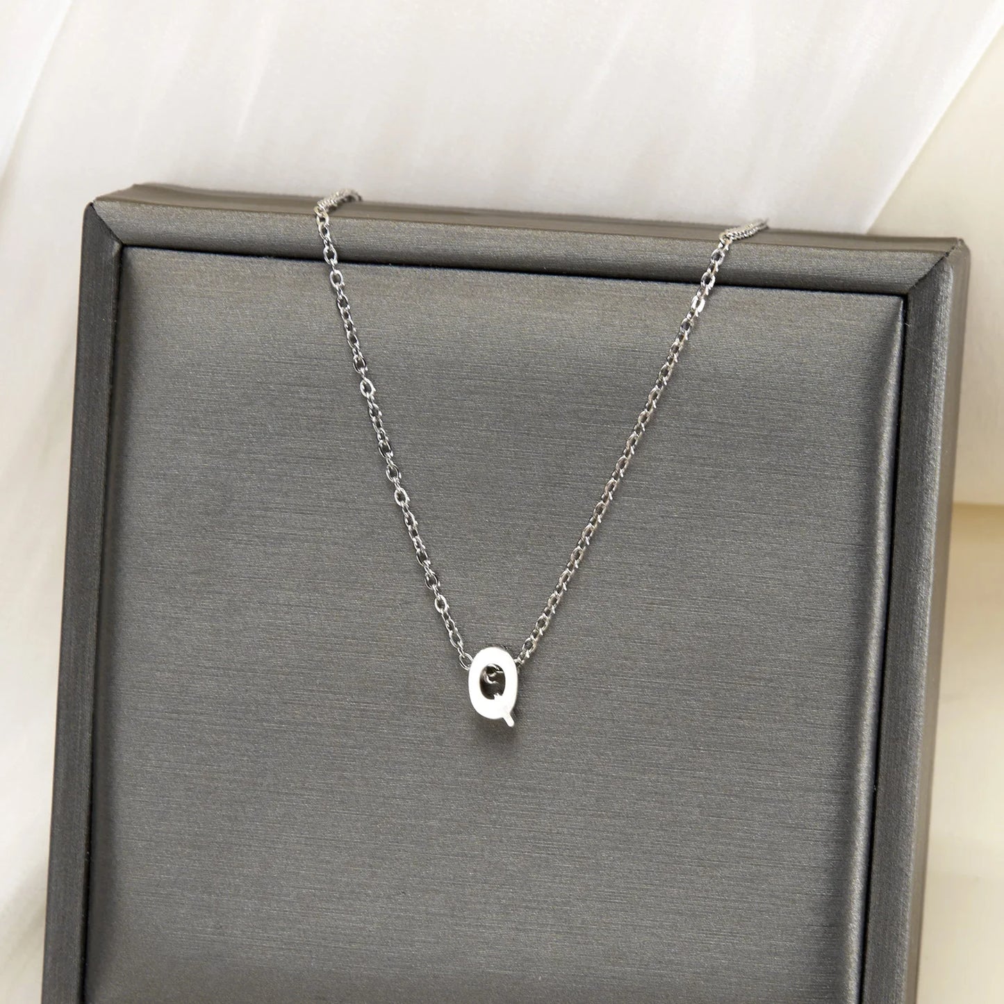 Silver Color Tiny A-Z Initial Letter Necklace for Women Stainless Steel 26 Alphabet Name Pendant Necklaces Jewelry Birthday Gift