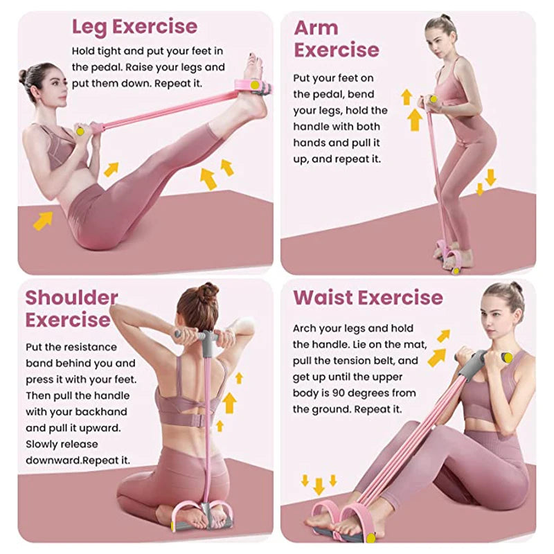 4-Tube  Yoga Pedal Puller Resistance Bands