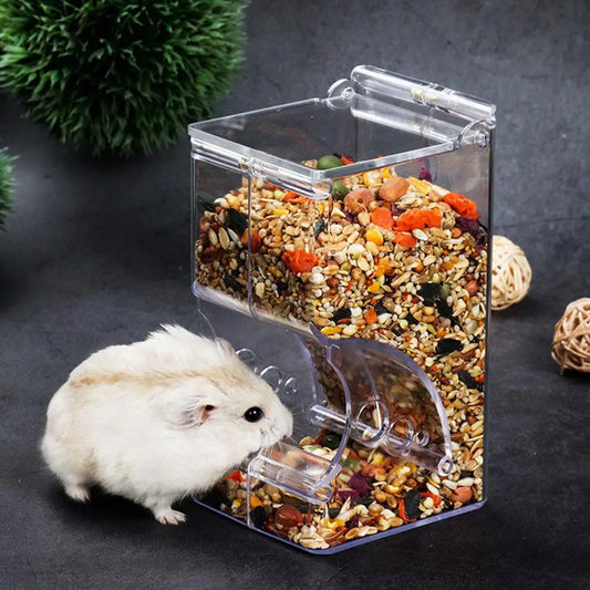 Hamster Rabbit Food Dispenser Feeder Plastic Automatic Hamster & Rabbit Food Dispenser – Clear Plastic Pet Feeder for Guinea Pigs and Small Animalsear Automatic Pet Feeder For Hamster Guinea Pigs Food Bowl Container