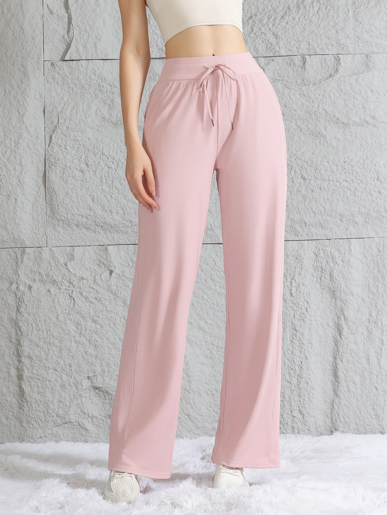 Ice silk pants for women summer soft comfortable and breathable wide-leg pants new high-waisted slimming casual pants