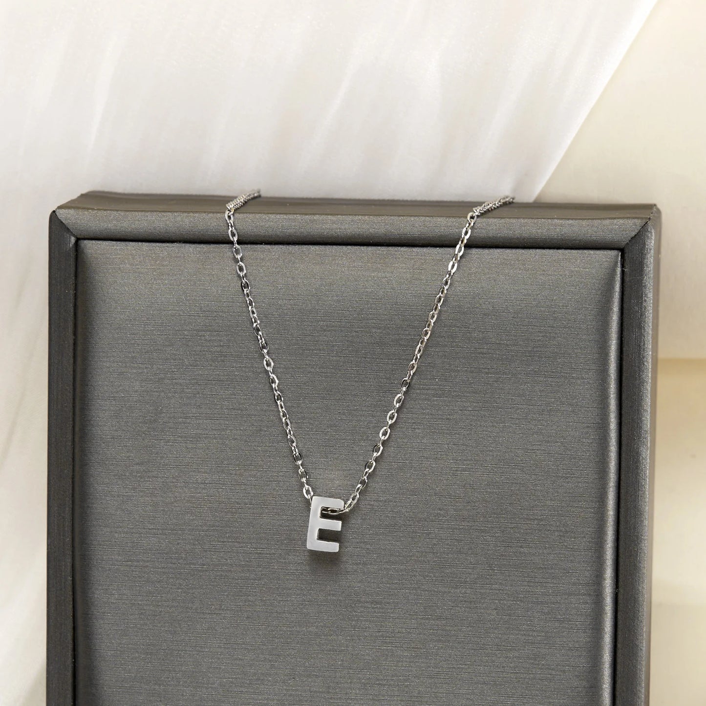 Silver Color Tiny A-Z Initial Letter Necklace for Women Stainless Steel 26 Alphabet Name Pendant Necklaces Jewelry Birthday Gift