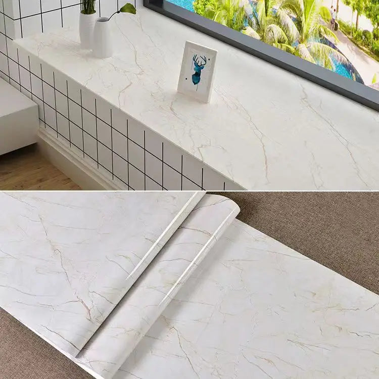 PVC Thickened Waterproof And Oil-proof Marble Wallpaper Self-adhesive Sticker Bathroom Cabinet Cooktop Desktop Decorative Film