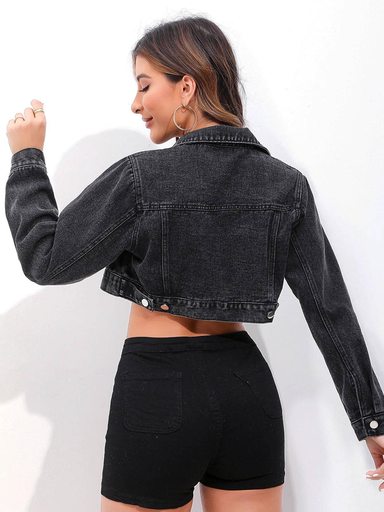 Women's Fashion Lapel Short Denim Coat Spring Summer New Casual Loose Retro Female Versatile Long Sleeve Denim Jacket Tops 2026