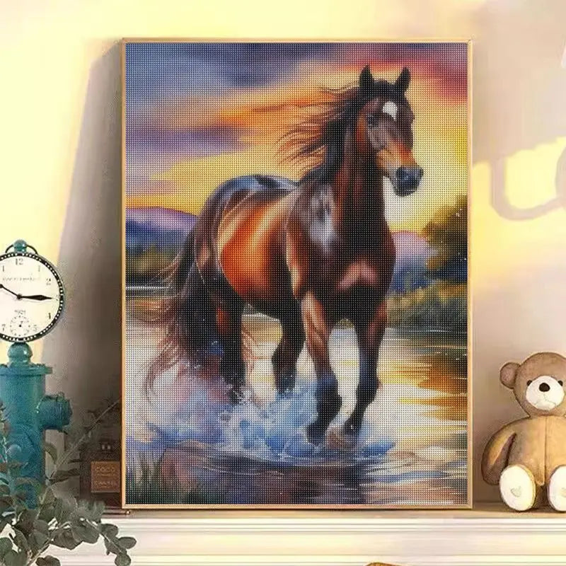 5D Diamond Painting Horse Animals Full Diamond Mosaic Embroidery Cross Stitch Kit Picture Of Rhinestone Home Art Decor Gift