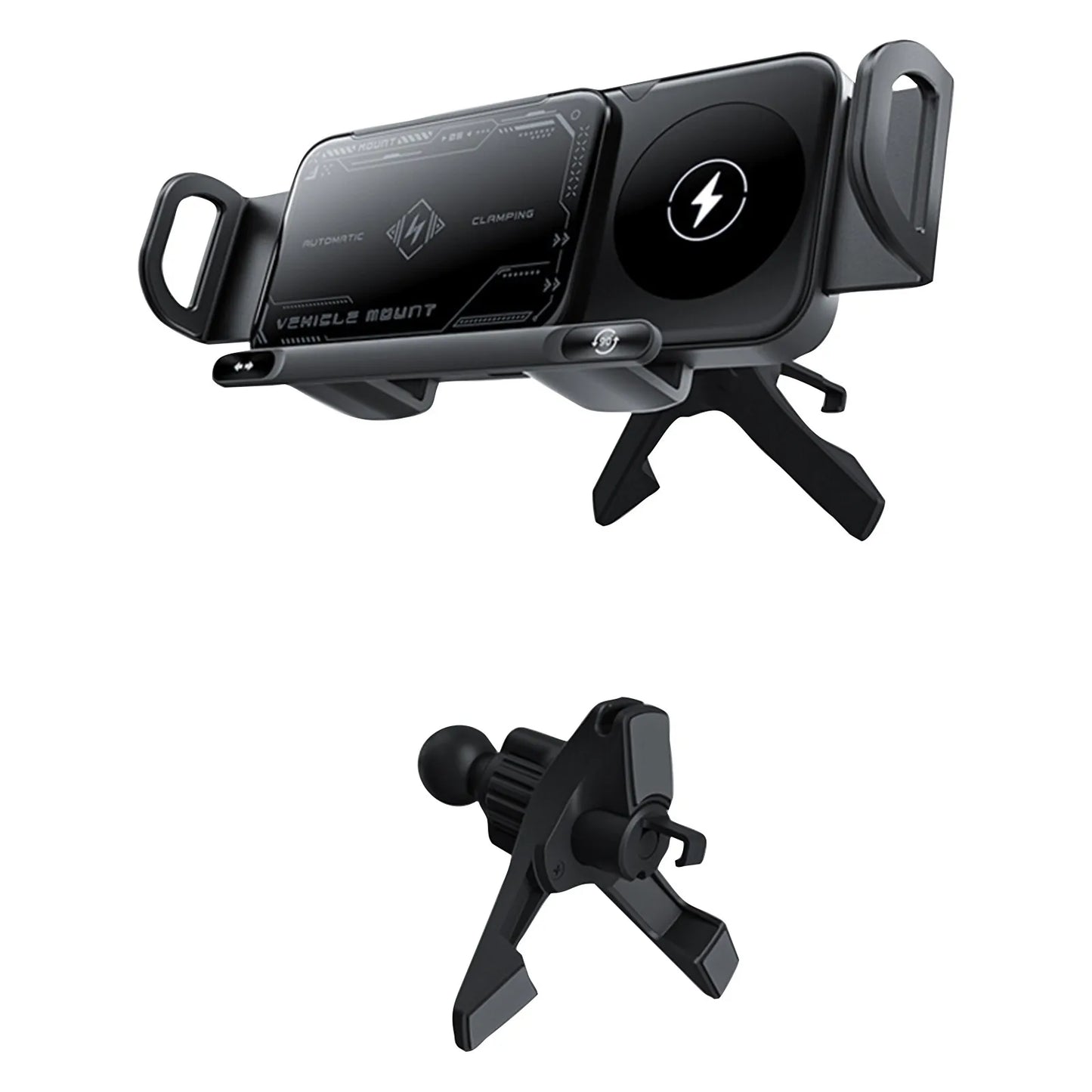 High Intelligent Mobile Phone/Pad Holder 2 in 1 Auto Rotating Phone Holder Car Charger Fast Charging Cell Phone Holder