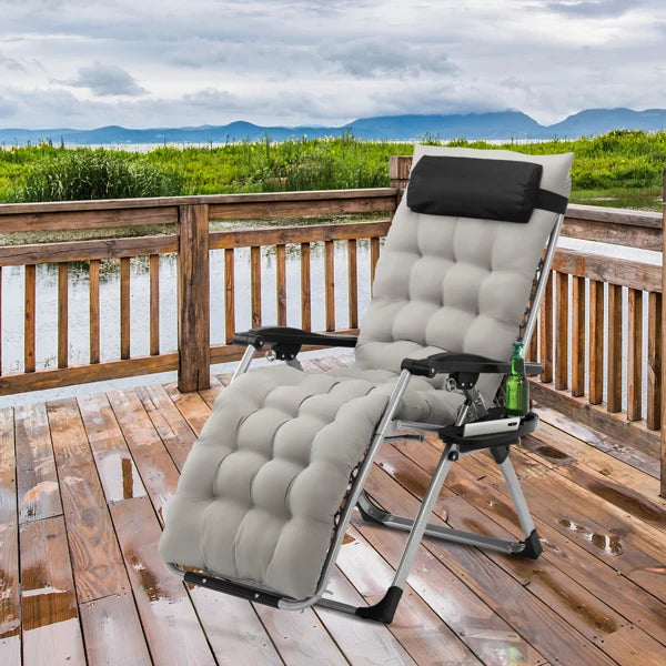 Infinity Zero Gravity Chair with Pad, Patio Chairs with Pillow and Utility Tray Adjustable Folding Recliner for Deck,Patio,Beach