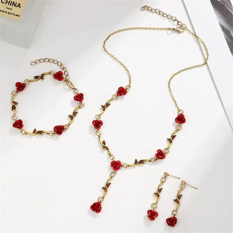 Rose Flower Bracelet Set