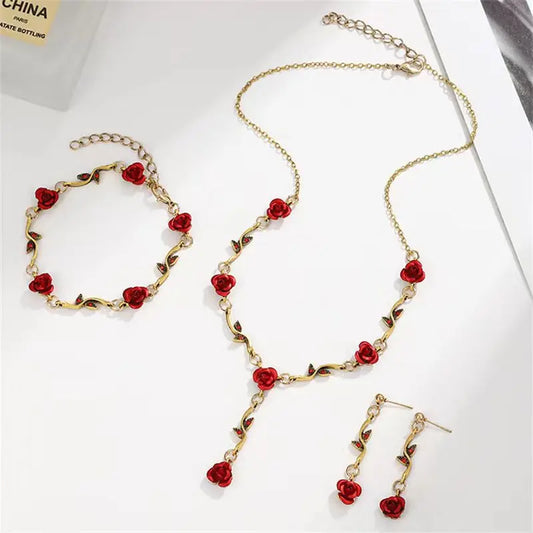 Rose Flower Bracelet Set