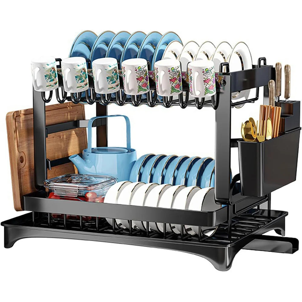 Drainer rack kitchen sink Kitchen Adjustable Plates Organiser Dish Bowl Drainer Storage Rack Cutlery Storage Holder