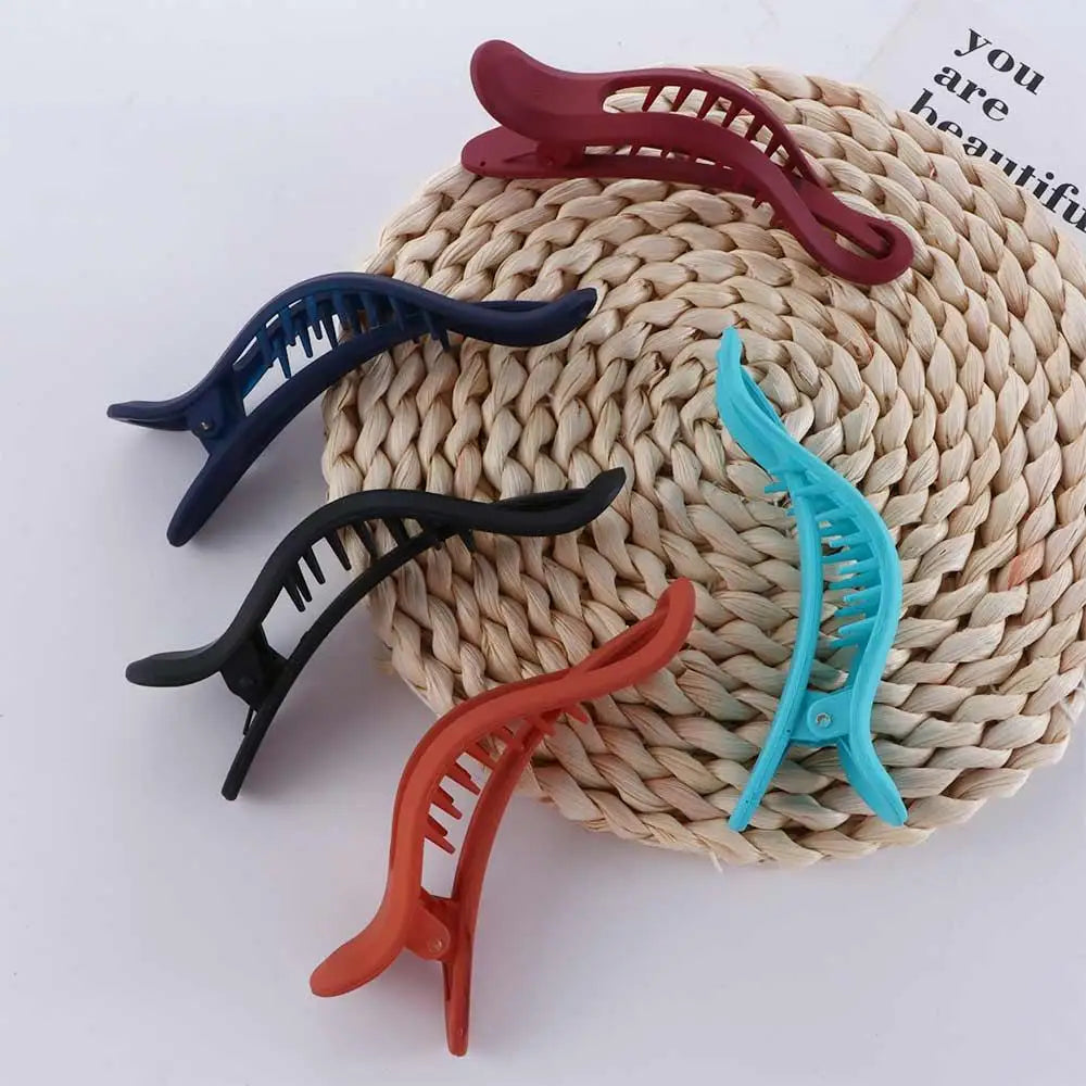 Large Matte Candy Color Hair Claw – Simple Plastic Duckbill Clip for Women and Girls