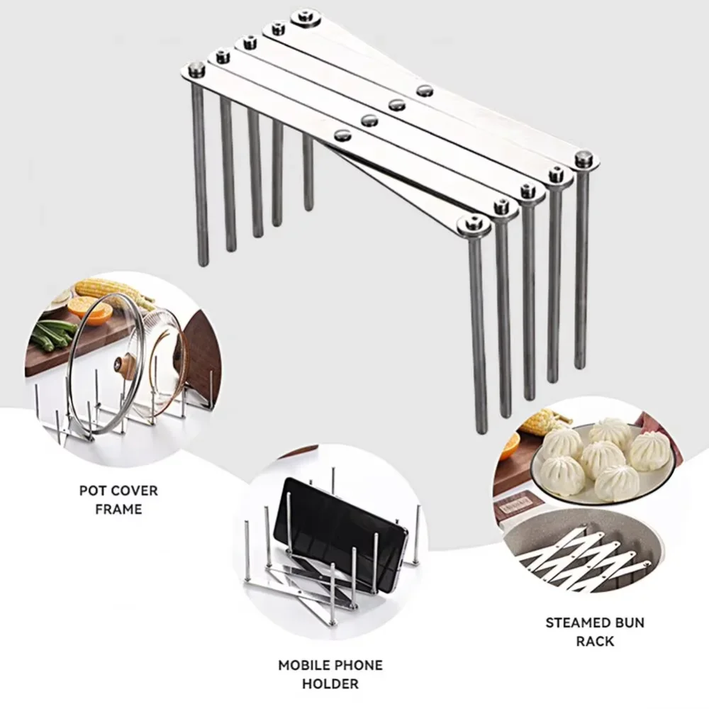 Retractable Storage Rack Space Saving Pot Lid Holder Space-Saving Stainless Steel Plate Dish Rack Heavy Duty For Kitchen Tools