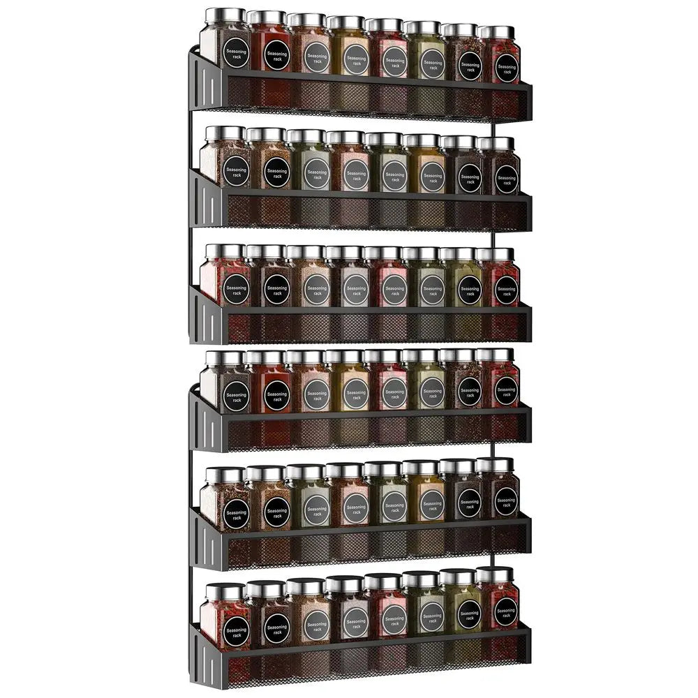 Spice Racks Wall Mounted 2 Set Large, Metal Chrome Narrow Spice Organizer for Jars Storage, Kitchen, Inside Cupboard or Cabinet