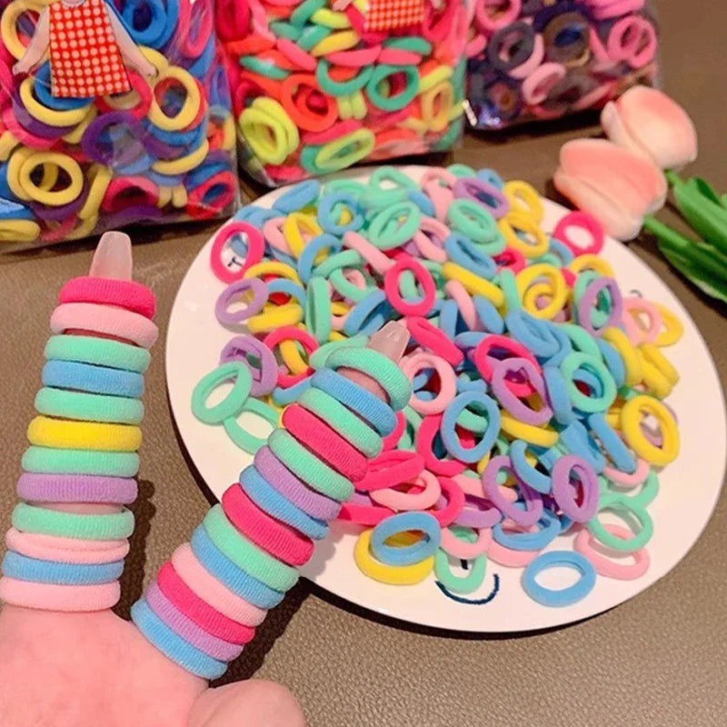 200Pc Colorful Nylon Elastic Hair Bands