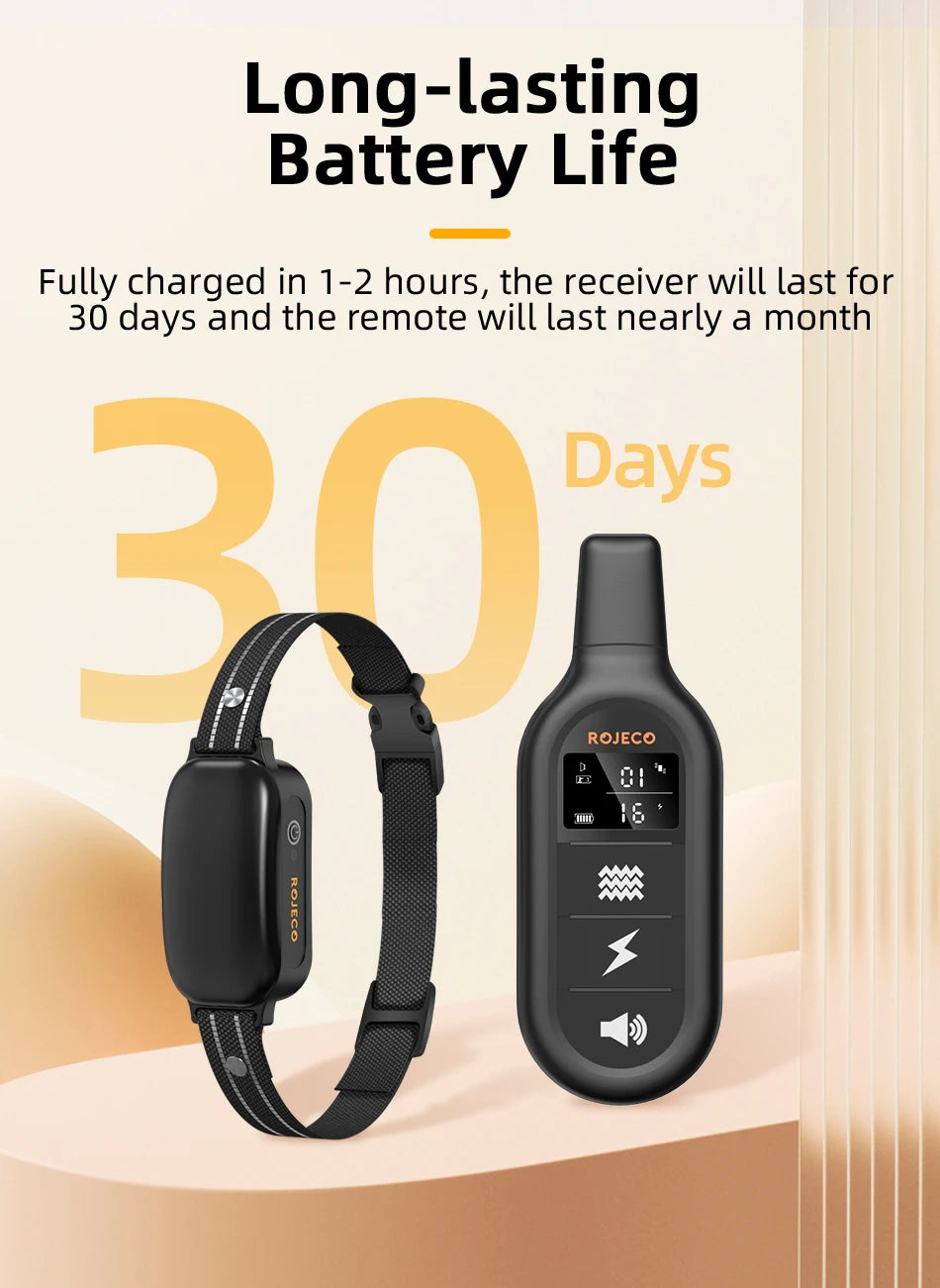 ROJECO Electric Dog Training Collar – Digital Rechargeable Remote with Bark Control, Waterproof, for Dogs