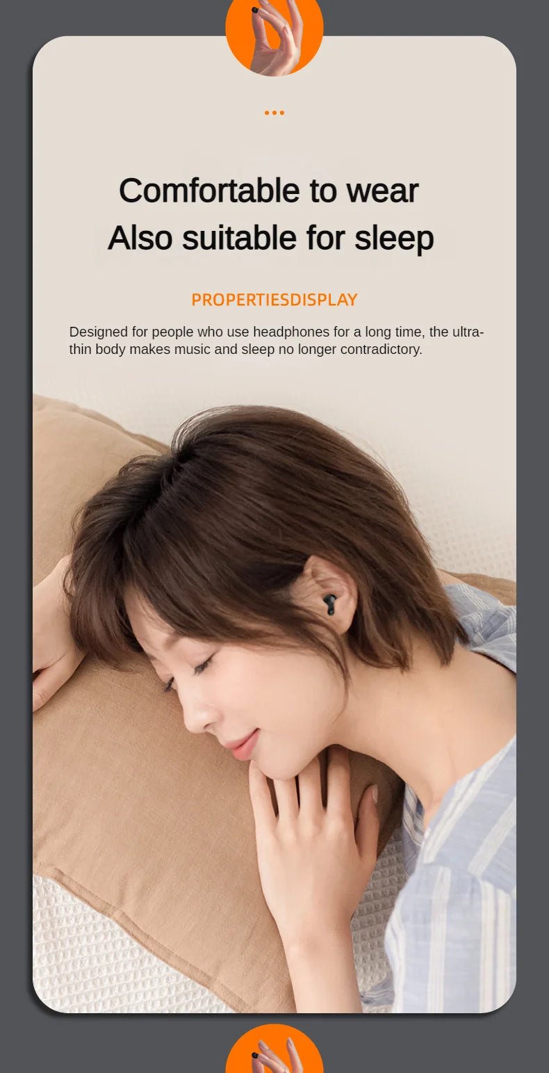 Wireless Headphones Bluetooth Headset Invisible Earbuds With Mic Noise Cancelling Earphone Suitable for people with small ears