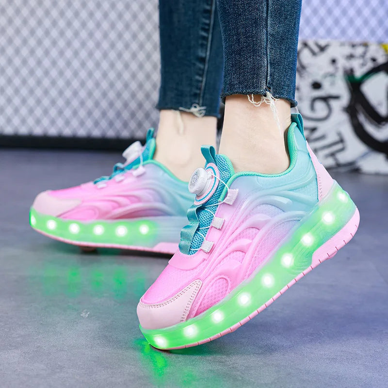 Two Wheels Children's Led Light Roller Skate Shoes
