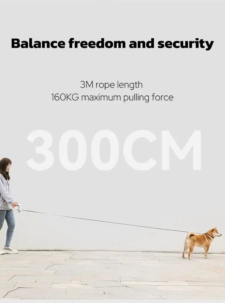 Automatic 3M Dog Leash with Flashlight LED Streamer Roulette Automatic Retractable Nylon Rope for Cat Walking Running Lead