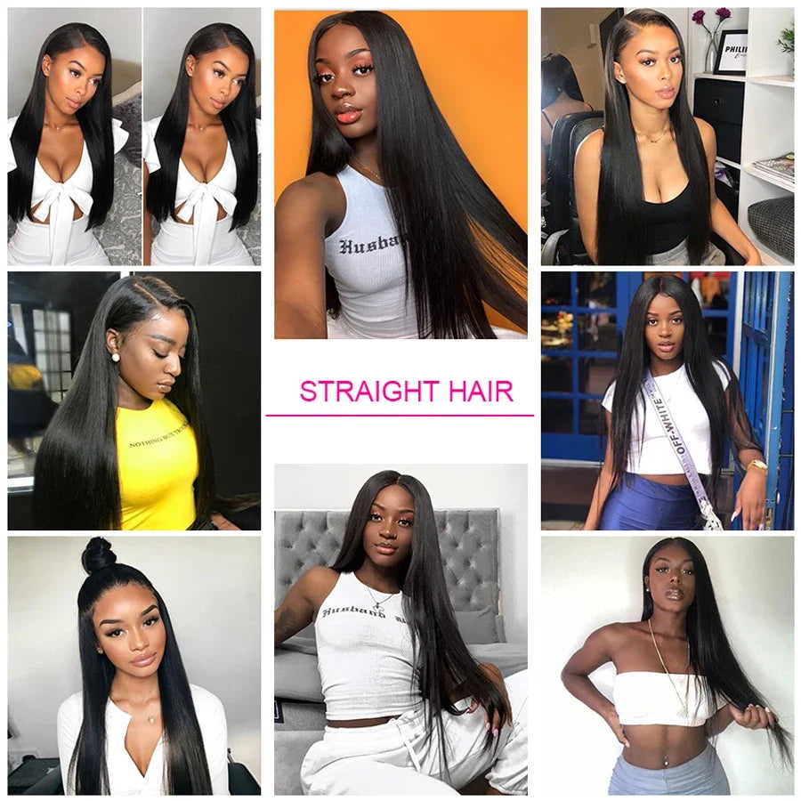 30 40 Inch 13x4 13x6 Straight HD Lace Frontal Wigs Brazilian Remy Lace Front Human Hair Wig Pre Plucked For Women 200 Density