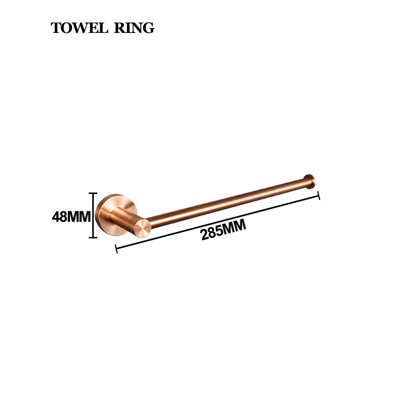 Brushed Rose Gold Towel Rack Single And Double Rod Ring Paper Holder Robe Hook Soap Dispenser Toilet Brush Bathroom Accessories
