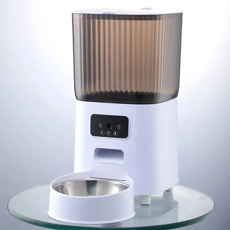 5L Smart Automatic Pet Feeder with Camera – WiFi Cat & Dog Food Dispenser with Timed Portions and Stainless Steel Bowl